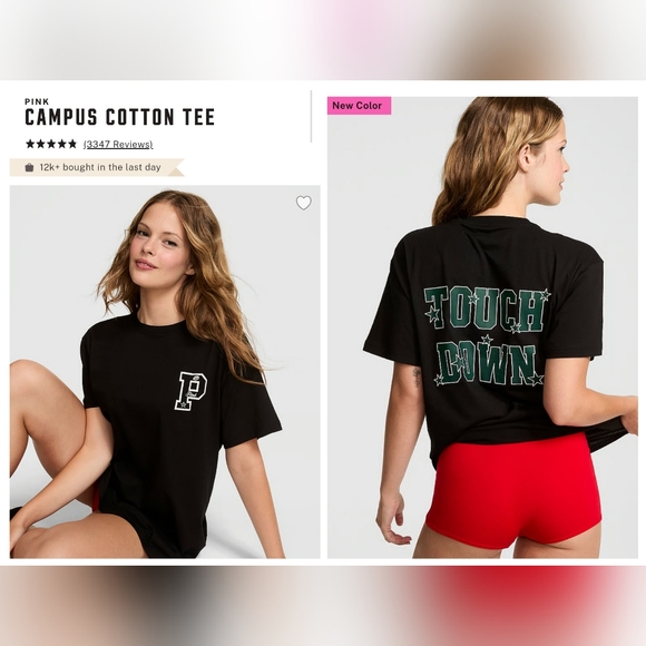 Victoria's secret pink NEW! campus FOOTBALL OVERSIZED short sleeve t-shirt - Picture 1 of 8